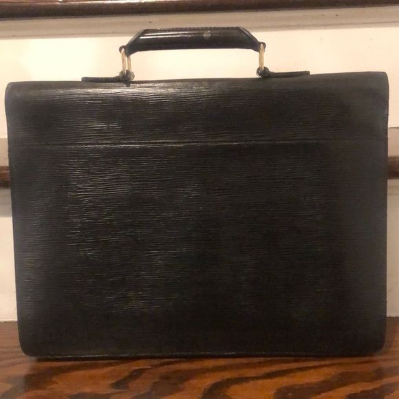 LOUIS VUITTON Black EPI Leather Serviette Ambassador Briefcase Tote Bag & Key - Picture 3 of 17